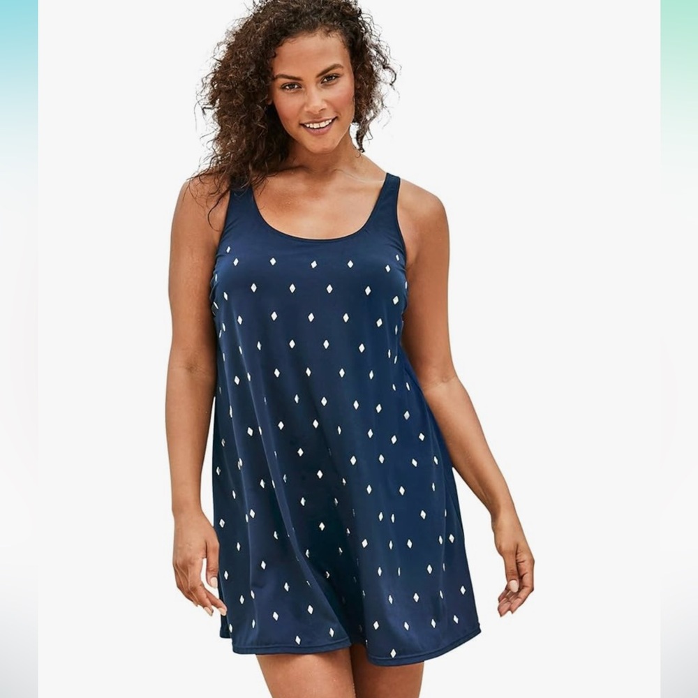 NWT SWIMSUITS FOR ALL™️ Women's Size 28 One Piece Studded Trapeze Swim Dress